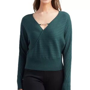Juniors Embellished-Neck Dolman sleeve sweater